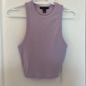 LAVENDER FOREVER 21 RIBBED TANK TOP CROPPED TOP
